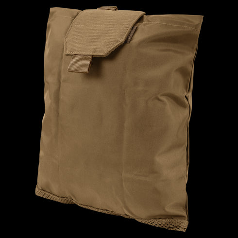 The Condor Micro Dump Pouch is a tan, rectangular pouch with a flap and Velcro closure, made of durable fabric for compact storage—ideal for tactical use.